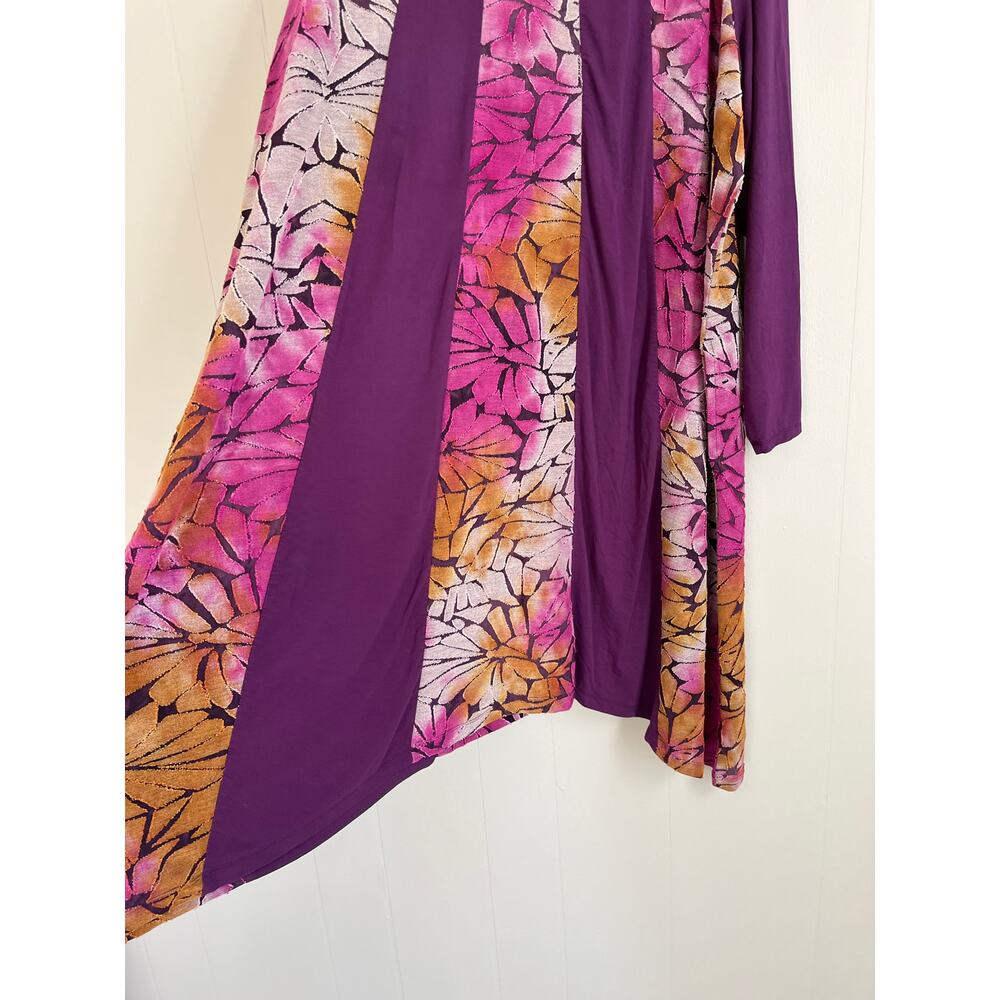 LOGO Lori Goldstein Pieced Jacquard Dress 1X Plus Size Flowy Baggy Asymmetric - Picture 8 of 16